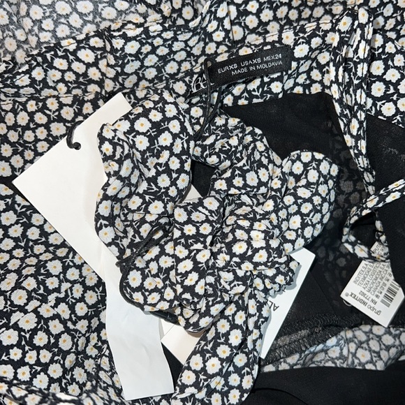 NWT Zara Floral Romper with Matching Hair Tie XS - Picture 7 of 8